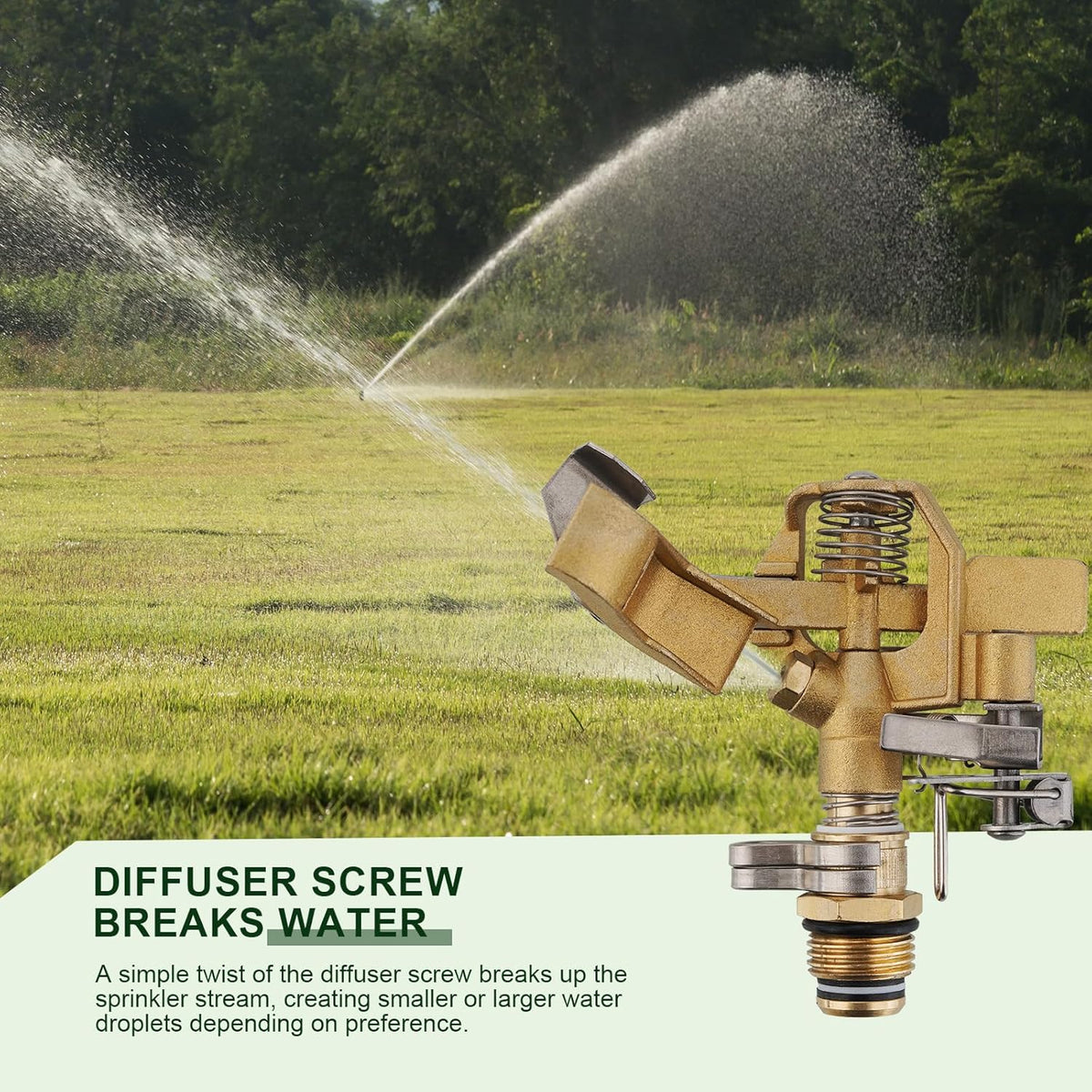 Brass Impact Sprinkler,Heavy Duty Brass Sprinklers for Yard Lawn Garden,Adjustable 20° - 360° Pattern, 20' - 41' Spray Distance
