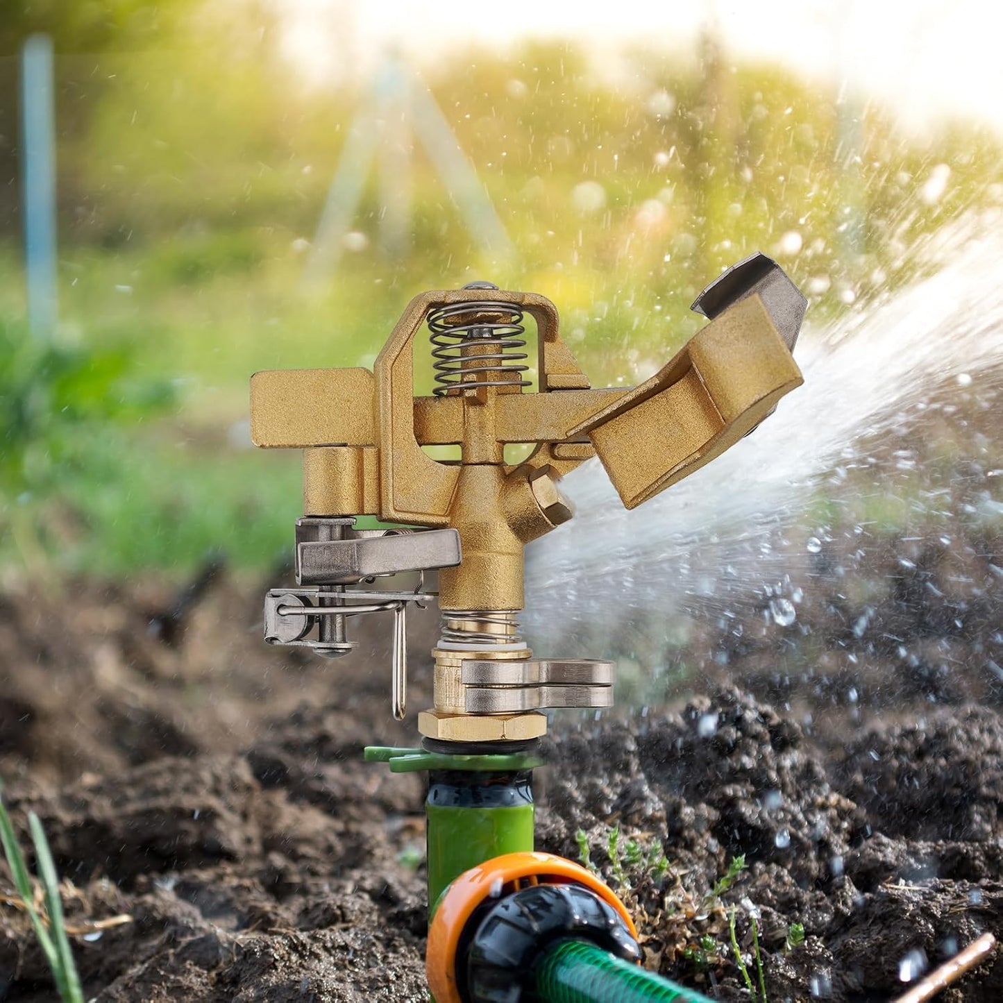 Brass Impact Sprinkler,Heavy Duty Brass Sprinklers for Yard Lawn Garden,Adjustable 20° - 360° Pattern, 20' - 41' Spray Distance