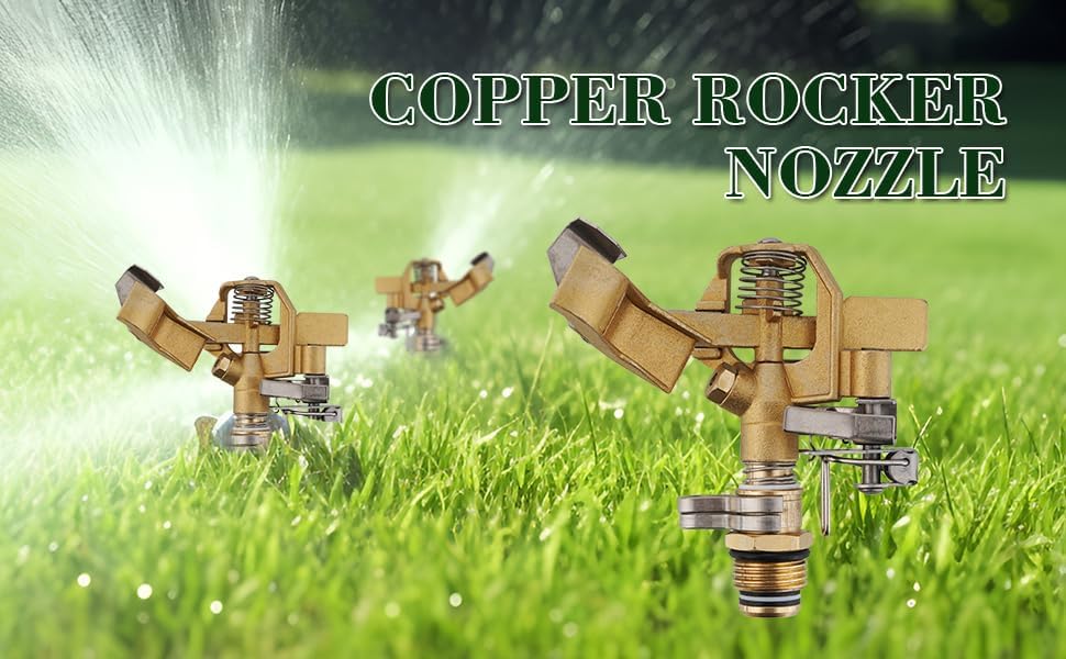 Brass Impact Sprinkler,Heavy Duty Brass Sprinklers for Yard Lawn Garden,Adjustable 20° - 360° Pattern, 20' - 41' Spray Distance