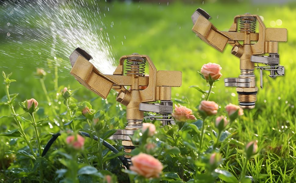 Brass Impact Sprinkler,Heavy Duty Brass Sprinklers for Yard Lawn Garden,Adjustable 20° - 360° Pattern, 20' - 41' Spray Distance