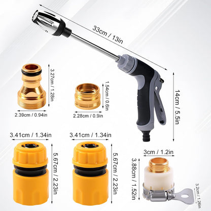 Pressure Washer, High Pressure Hose Nozzle with Connectors, Water Sprayer Cleaning Tool for Car Window, High and Portable Pressure Washer Wand for Plant Watering and Lawn Care(Water Gun + Connector)