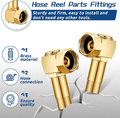 2 Pieces Hose Reel Swivel Fittings Garden Hose Reel Replacement Parts Brass Replacement Part Swivel Hose Reel Cart Swivel Fitting for Garden Hose Adapter Hose Cart Brass Swivel Replacement