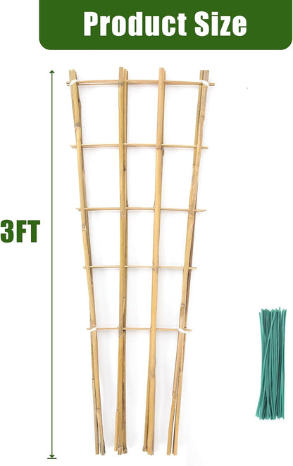 Bamboo Trellis,3Ft,3Pack,Climbing PlantsTrellis, Fan-Shaped Trellis,for Outdoor and Indoor Potted Climbing Plants,Vegetables, Cucumber, Tomato, Hoya