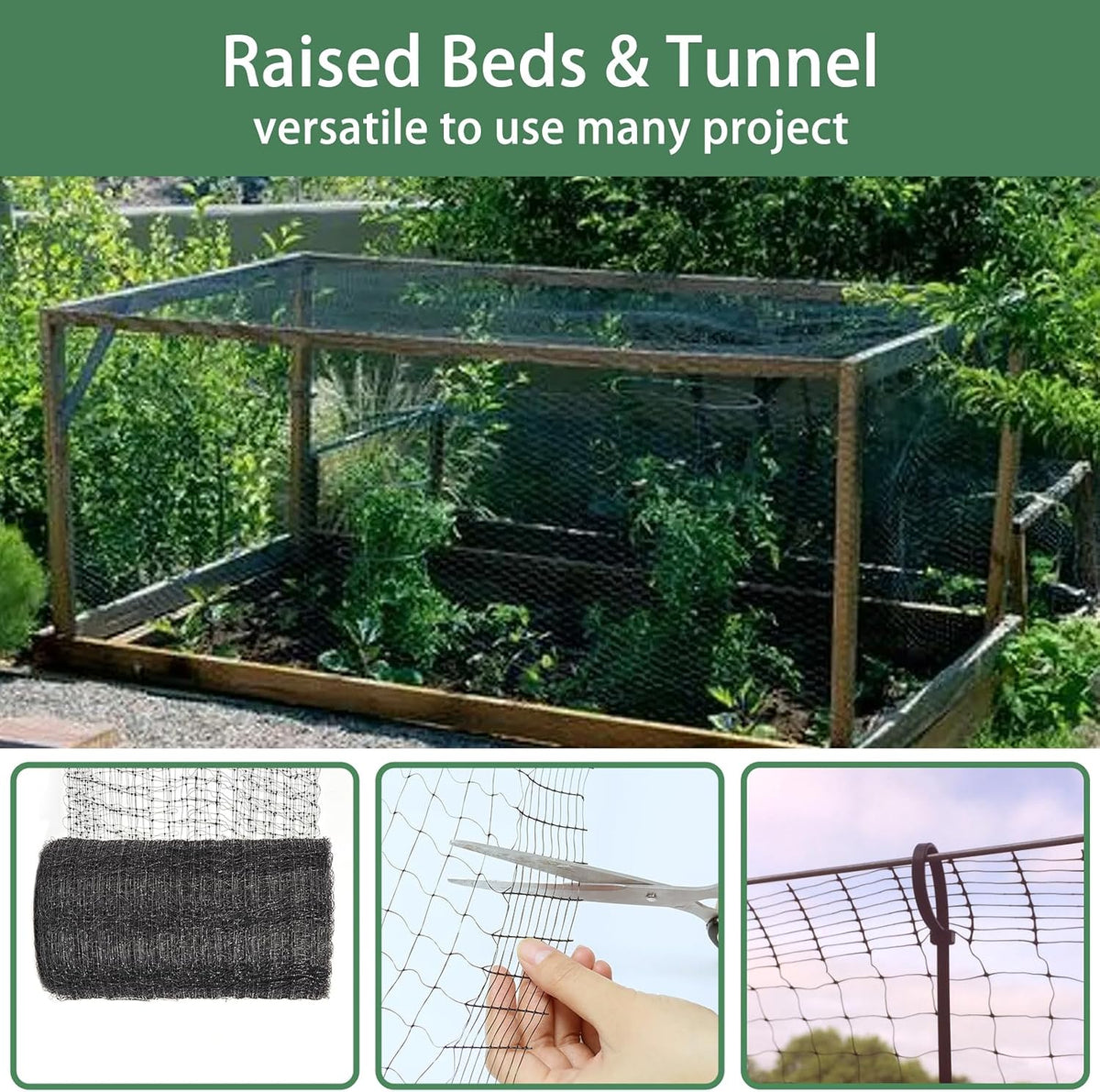 Black Bird Netting for Garden Balcony, Deer Fence Pigeon Net 7 x 100 Ft