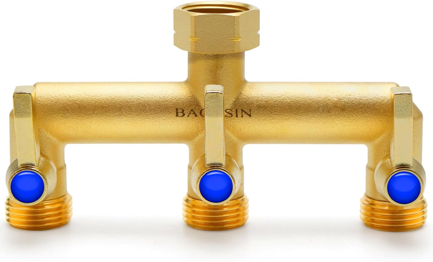 Brass Garden Hose Splitter, Garden Hose Splitter 2 Way Heavy Duty, With 2 304 Stainless Steel Extension Handles, 2-Way Y-Valve 3/4” GHT Threads (Increase Flow Style)