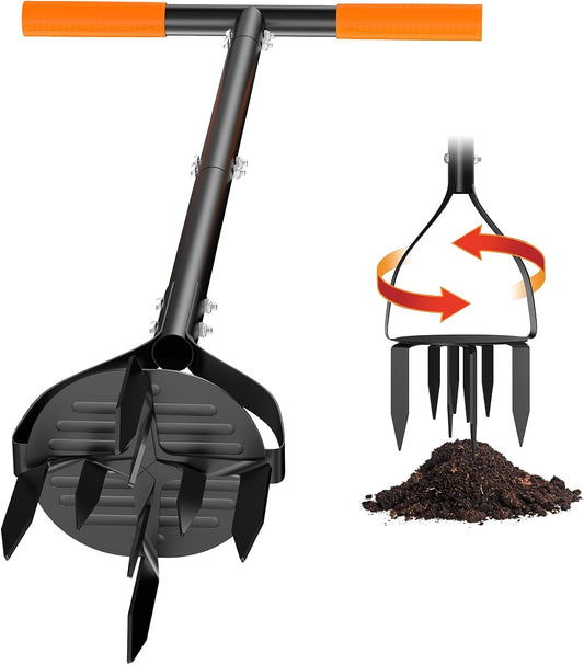 Hand Tiller for Gardening, 40 Inch Garden Claw Twist Tiller Cultivator Garden Tools Manual Soil Tiller with 8 Sharp Steel Teeth, Long Handle Garden Cultivator for Lawn, Planting, Tilling & Aerating