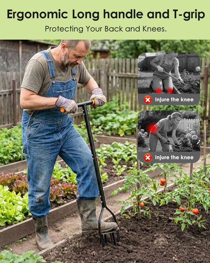 Hand Tiller for Gardening, 40 Inch Garden Claw Twist Tiller Cultivator Garden Tools Manual Soil Tiller with 8 Sharp Steel Teeth, Long Handle Garden Cultivator for Lawn, Planting, Tilling & Aerating