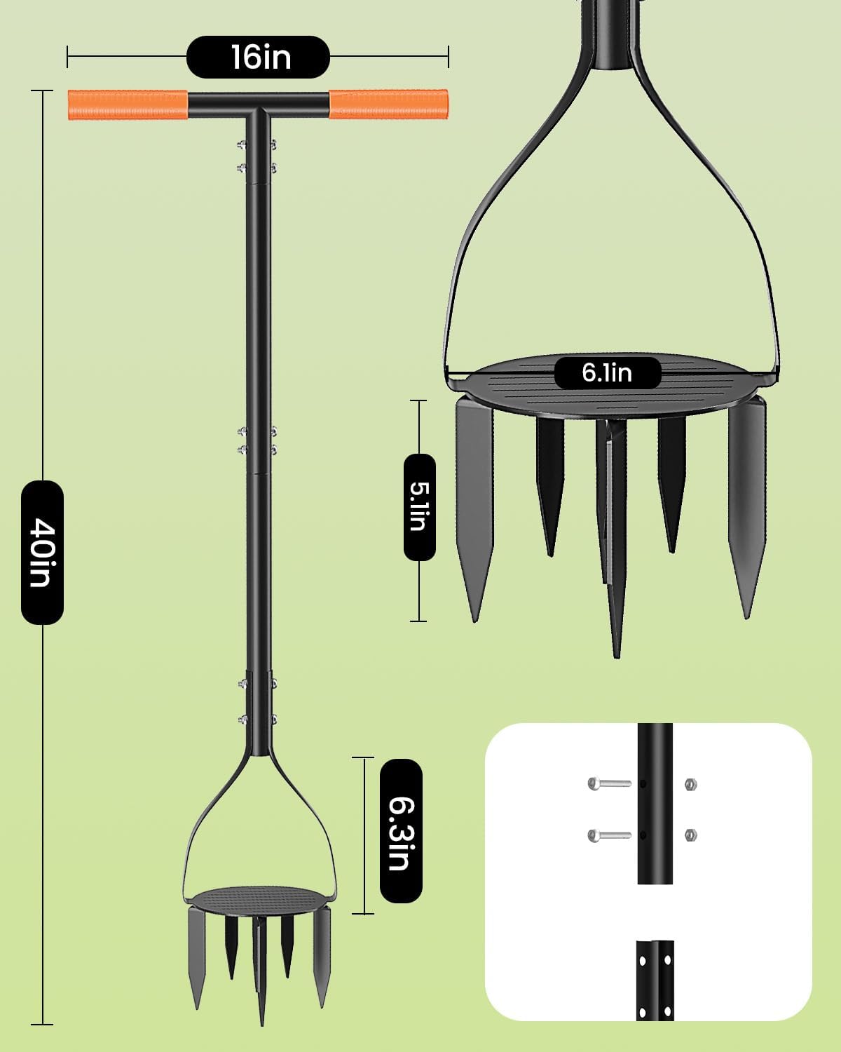 Hand Tiller for Gardening, 40 Inch Garden Claw Twist Tiller Cultivator Garden Tools Manual Soil Tiller with 8 Sharp Steel Teeth, Long Handle Garden Cultivator for Lawn, Planting, Tilling & Aerating