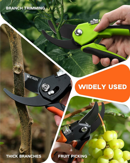 8.5" Garden Shears, Unique Stepless Handle Opening for All Hand Size