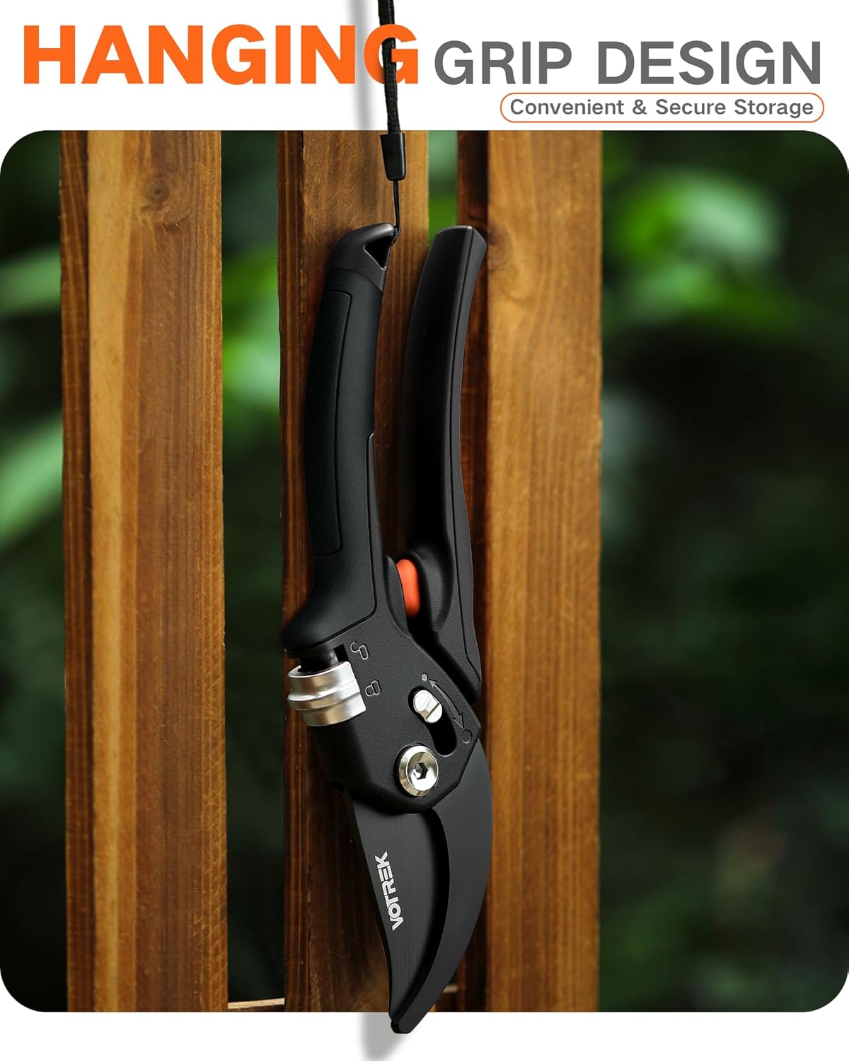 8.5" Garden Shears, Unique Stepless Handle Opening for All Hand Size