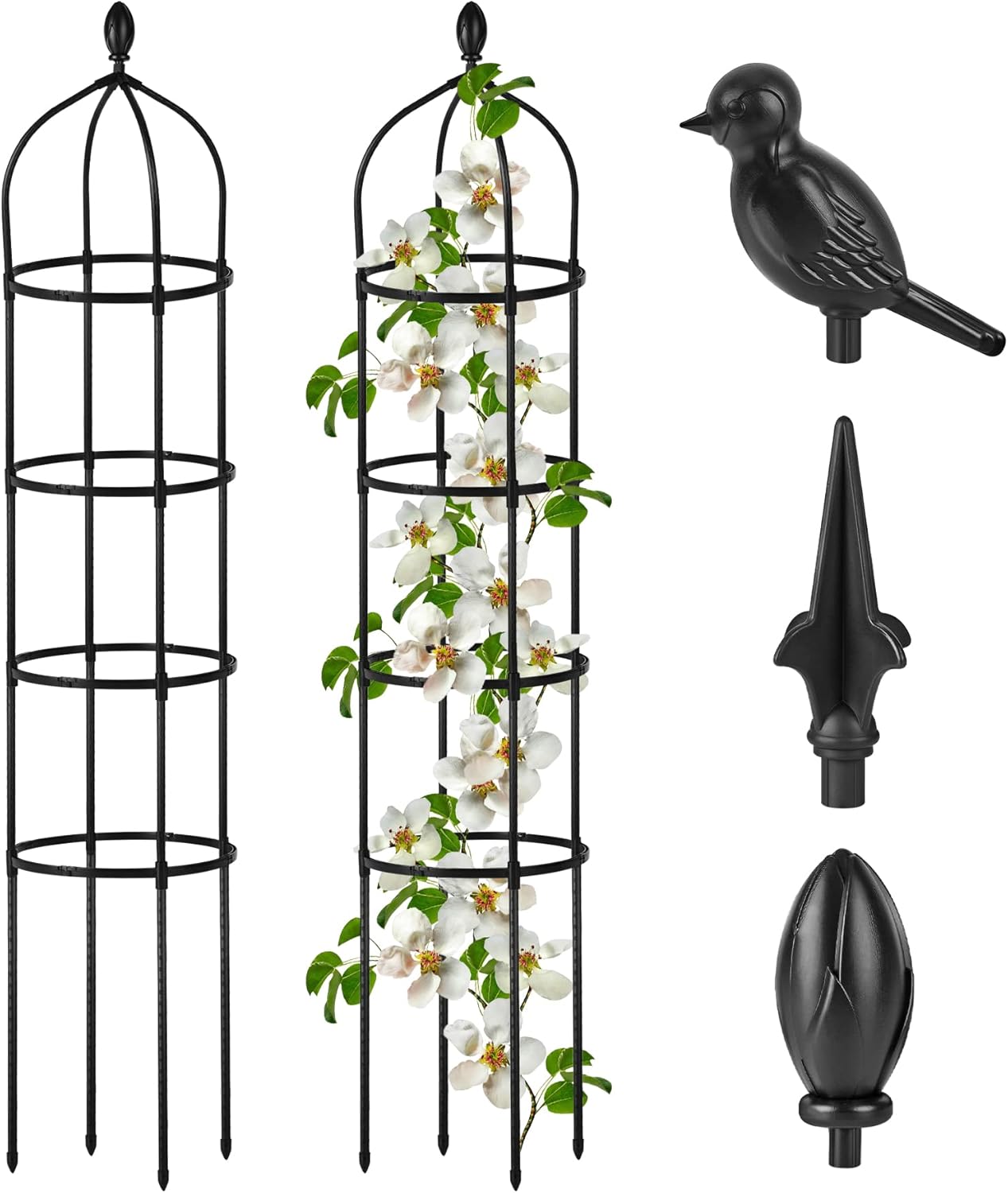 Garden Obelisk Trellis for Climbing Plants Outdoor 6 Ft Rose Bush Round Trellis for Pots Rustproof Metal Pipe with Plastic Coated Plant Flower Trellises for Clematis Vine Jasmine Support