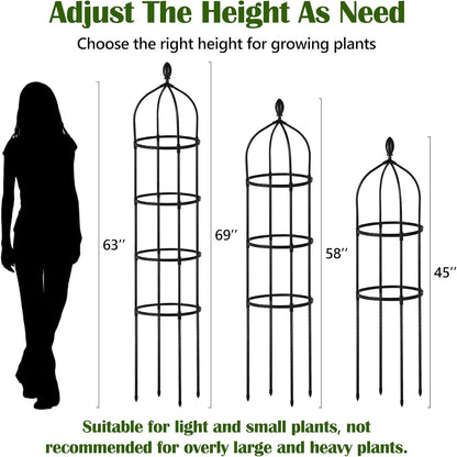 Garden Obelisk Trellis for Climbing Plants Outdoor 6 Ft Rose Bush Round Trellis for Pots Rustproof Metal Pipe with Plastic Coated Plant Flower Trellises for Clematis Vine Jasmine Support