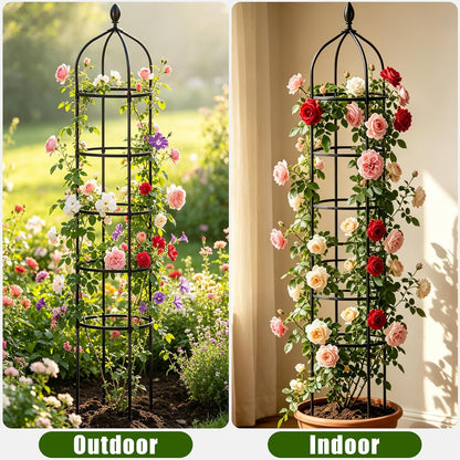 Garden Obelisk Trellis for Climbing Plants Outdoor 6 Ft Rose Bush Round Trellis for Pots Rustproof Metal Pipe with Plastic Coated Plant Flower Trellises for Clematis Vine Jasmine Support