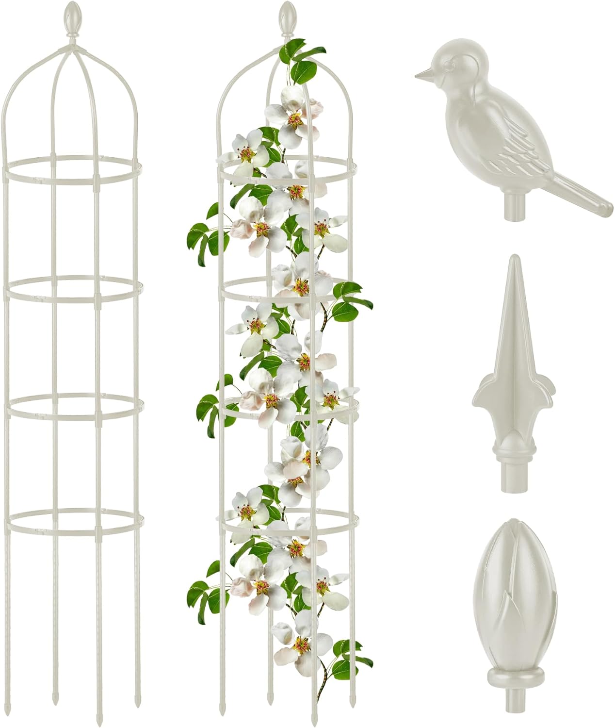 Garden Obelisk Trellis for Climbing Plants Outdoor 6 Ft Rose Bush Round Trellis for Pots Rustproof Metal Pipe with Plastic Coated Plant Flower Trellises for Clematis Vine Jasmine Support