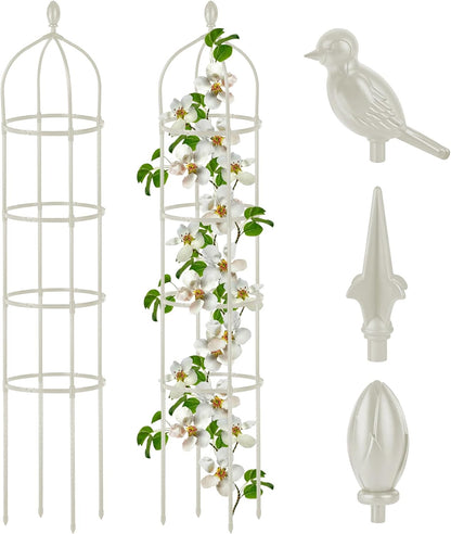 Garden Obelisk Trellis for Climbing Plants Outdoor 6 Ft Rose Bush Round Trellis for Pots Rustproof Metal Pipe with Plastic Coated Plant Flower Trellises for Clematis Vine Jasmine Support