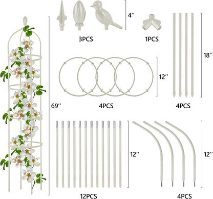 Garden Obelisk Trellis for Climbing Plants Outdoor 6 Ft Rose Bush Round Trellis for Pots Rustproof Metal Pipe with Plastic Coated Plant Flower Trellises for Clematis Vine Jasmine Support