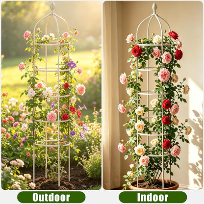 Garden Obelisk Trellis for Climbing Plants Outdoor 6 Ft Rose Bush Round Trellis for Pots Rustproof Metal Pipe with Plastic Coated Plant Flower Trellises for Clematis Vine Jasmine Support