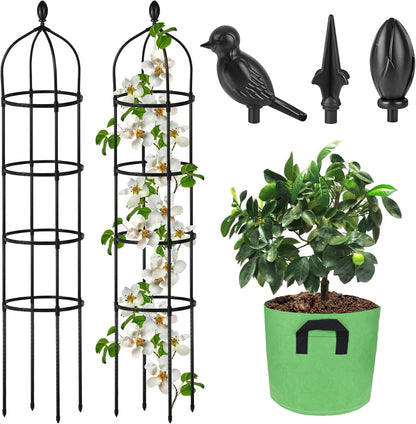Garden Obelisk Trellis for Climbing Plants Outdoor 6 Ft Rose Bush Round Trellis for Pots Rustproof Metal Pipe with Plastic Coated Plant Flower Trellises for Clematis Vine Jasmine Support