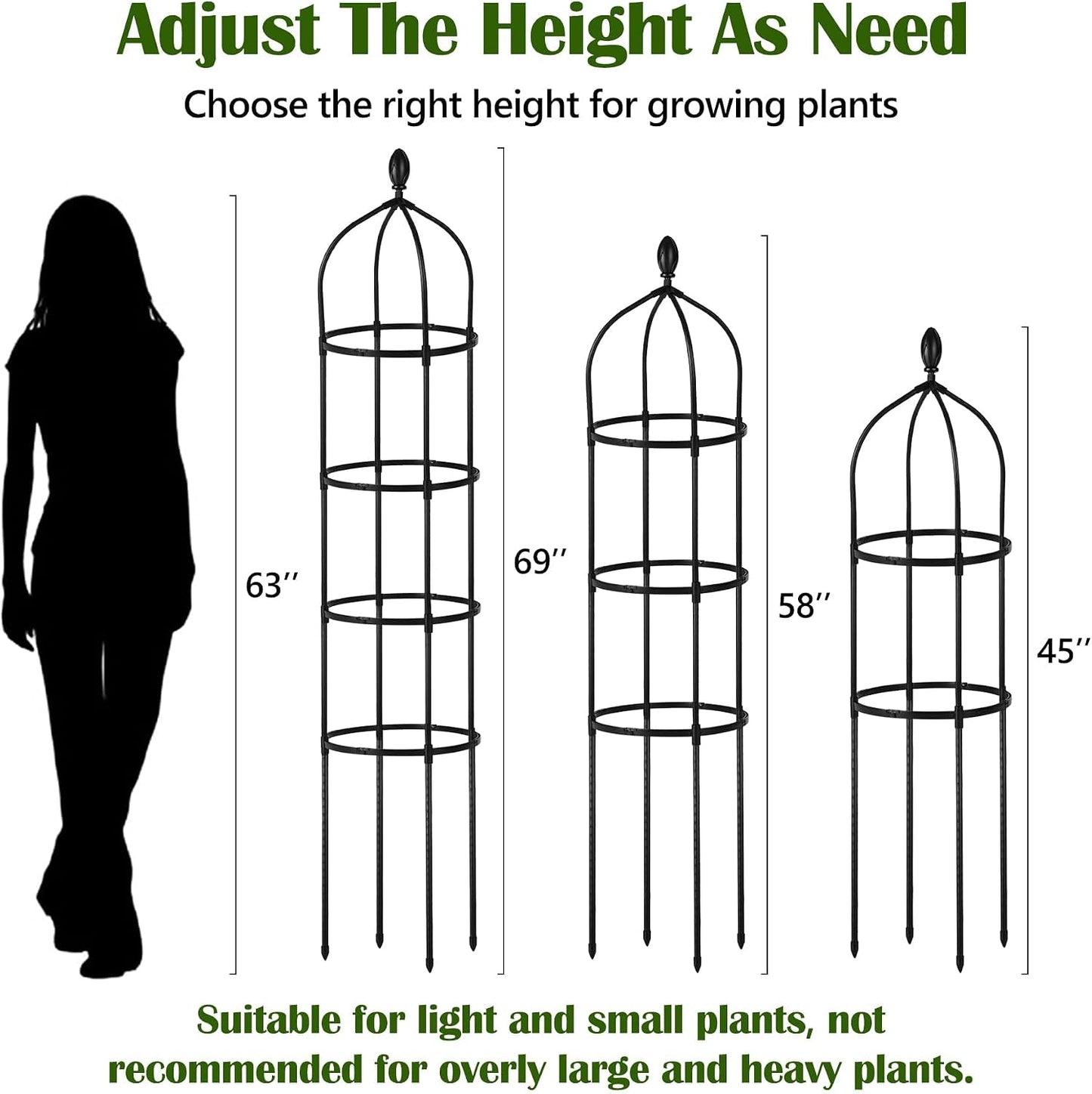 Garden Obelisk Trellis for Climbing Plants Outdoor 6 Ft Rose Bush Round Trellis for Pots Rustproof Metal Pipe with Plastic Coated Plant Flower Trellises for Clematis Vine Jasmine Support