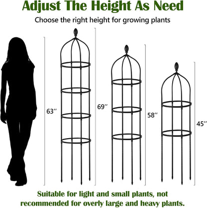 Garden Obelisk Trellis for Climbing Plants Outdoor 6 Ft Rose Bush Round Trellis for Pots Rustproof Metal Pipe with Plastic Coated Plant Flower Trellises for Clematis Vine Jasmine Support