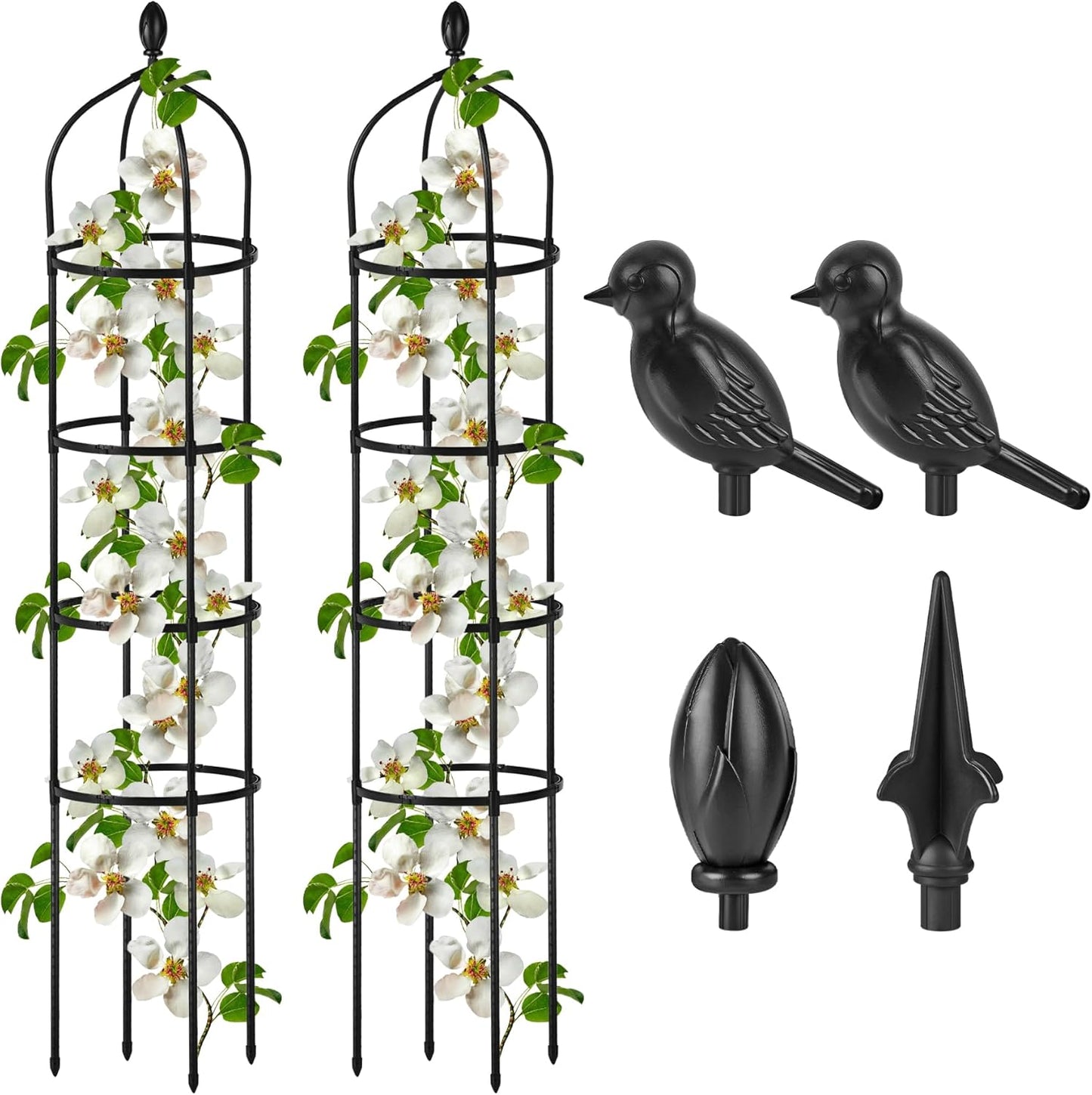 Garden Obelisk Trellis for Climbing Plants Outdoor 6 Ft Rose Bush Round Trellis for Pots Rustproof Metal Pipe with Plastic Coated Plant Flower Trellises for Clematis Vine Jasmine Support