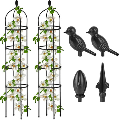 Garden Obelisk Trellis for Climbing Plants Outdoor 6 Ft Rose Bush Round Trellis for Pots Rustproof Metal Pipe with Plastic Coated Plant Flower Trellises for Clematis Vine Jasmine Support