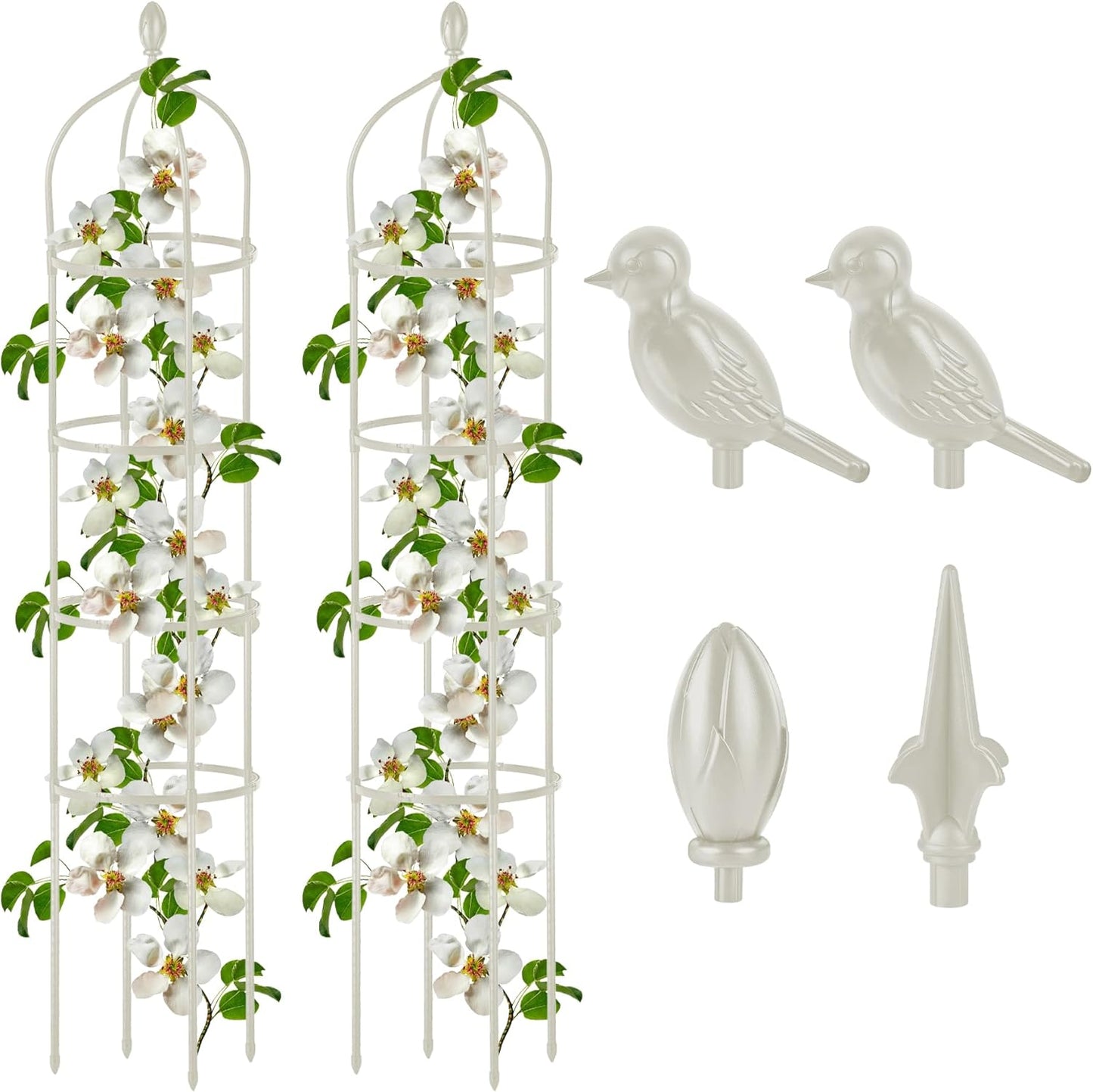 Garden Obelisk Trellis for Climbing Plants Outdoor 6 Ft Rose Bush Round Trellis for Pots Rustproof Metal Pipe with Plastic Coated Plant Flower Trellises for Clematis Vine Jasmine Support