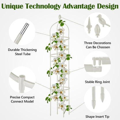 Garden Obelisk Trellis for Climbing Plants Outdoor 6 Ft Rose Bush Round Trellis for Pots Rustproof Metal Pipe with Plastic Coated Plant Flower Trellises for Clematis Vine Jasmine Support