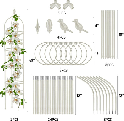 Garden Obelisk Trellis for Climbing Plants Outdoor 6 Ft Rose Bush Round Trellis for Pots Rustproof Metal Pipe with Plastic Coated Plant Flower Trellises for Clematis Vine Jasmine Support