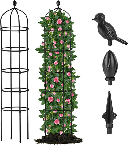 Garden Obelisk Trellis for Climbing Plants Outdoor 6 Ft Rose Bush Round Trellis for Pots Rustproof Metal Pipe with Plastic Coated Plant Flower Trellises for Clematis Vine Jasmine Support