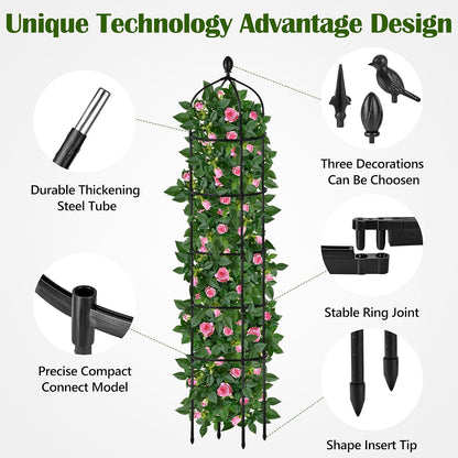 Garden Obelisk Trellis for Climbing Plants Outdoor 6 Ft Rose Bush Round Trellis for Pots Rustproof Metal Pipe with Plastic Coated Plant Flower Trellises for Clematis Vine Jasmine Support
