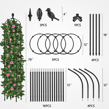 Garden Obelisk Trellis for Climbing Plants Outdoor 6 Ft Rose Bush Round Trellis for Pots Rustproof Metal Pipe with Plastic Coated Plant Flower Trellises for Clematis Vine Jasmine Support