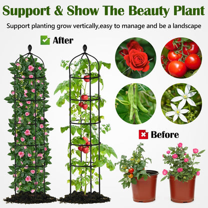 Garden Obelisk Trellis for Climbing Plants Outdoor 6 Ft Rose Bush Round Trellis for Pots Rustproof Metal Pipe with Plastic Coated Plant Flower Trellises for Clematis Vine Jasmine Support