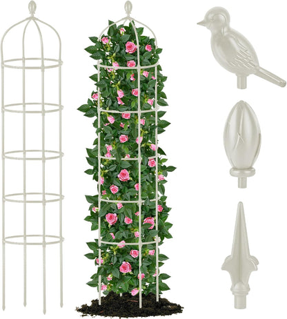 Garden Obelisk Trellis for Climbing Plants Outdoor 6 Ft Rose Bush Round Trellis for Pots Rustproof Metal Pipe with Plastic Coated Plant Flower Trellises for Clematis Vine Jasmine Support