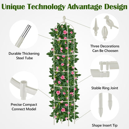 Garden Obelisk Trellis for Climbing Plants Outdoor 6 Ft Rose Bush Round Trellis for Pots Rustproof Metal Pipe with Plastic Coated Plant Flower Trellises for Clematis Vine Jasmine Support