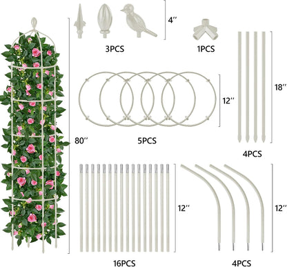 Garden Obelisk Trellis for Climbing Plants Outdoor 6 Ft Rose Bush Round Trellis for Pots Rustproof Metal Pipe with Plastic Coated Plant Flower Trellises for Clematis Vine Jasmine Support