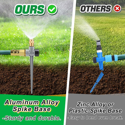 2pcs 360° Spray Sturdy Metal Sprinklers for Yard Lawn Small Garden