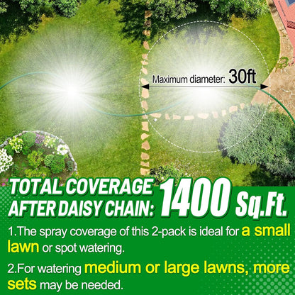 2pcs 360° Spray Sturdy Metal Sprinklers for Yard Lawn Small Garden