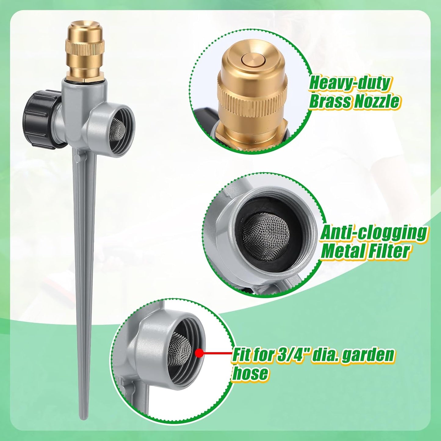2pcs 360° Spray Sturdy Metal Sprinklers for Yard Lawn Small Garden