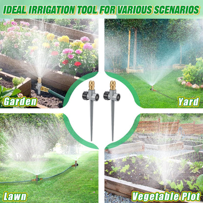 2pcs 360° Spray Sturdy Metal Sprinklers for Yard Lawn Small Garden