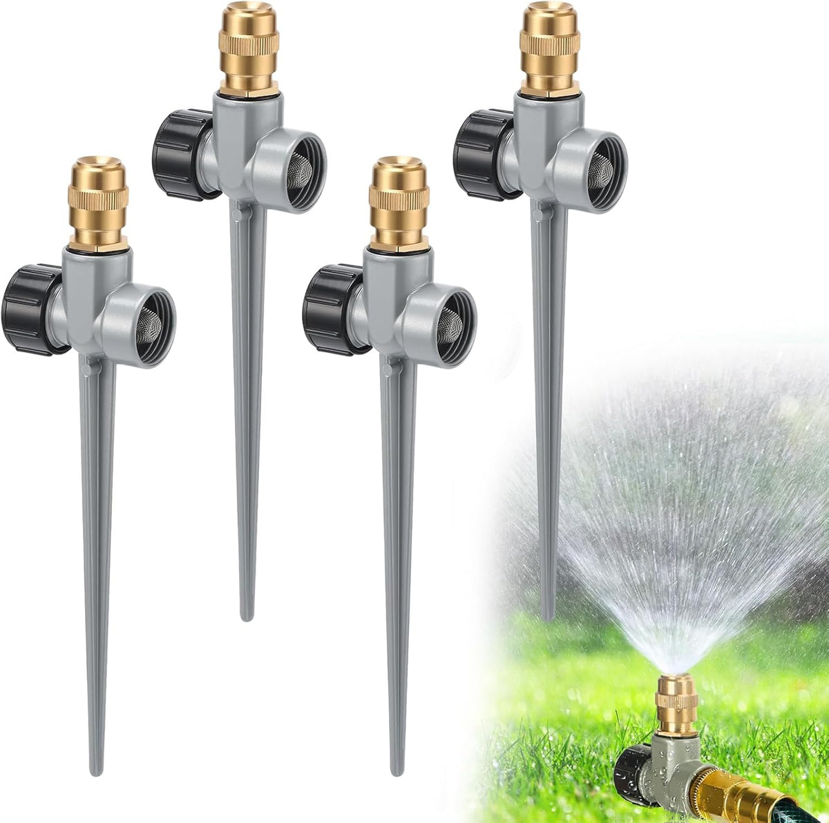 2pcs 360° Spray Sturdy Metal Sprinklers for Yard Lawn Small Garden