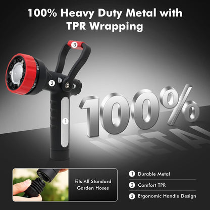 Fireman Hose Nozzle Heavy Duty, Garden Hose Spray Nozzle for Outdoor