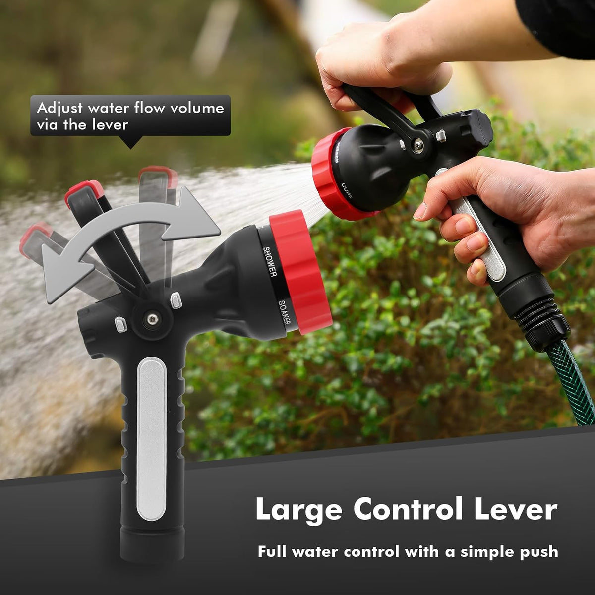 Fireman Hose Nozzle Heavy Duty, Garden Hose Spray Nozzle for Outdoor