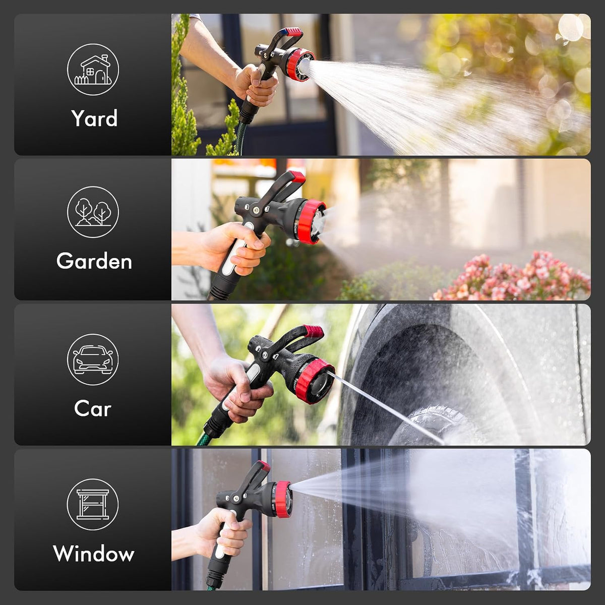 Fireman Hose Nozzle Heavy Duty, Garden Hose Spray Nozzle for Outdoor