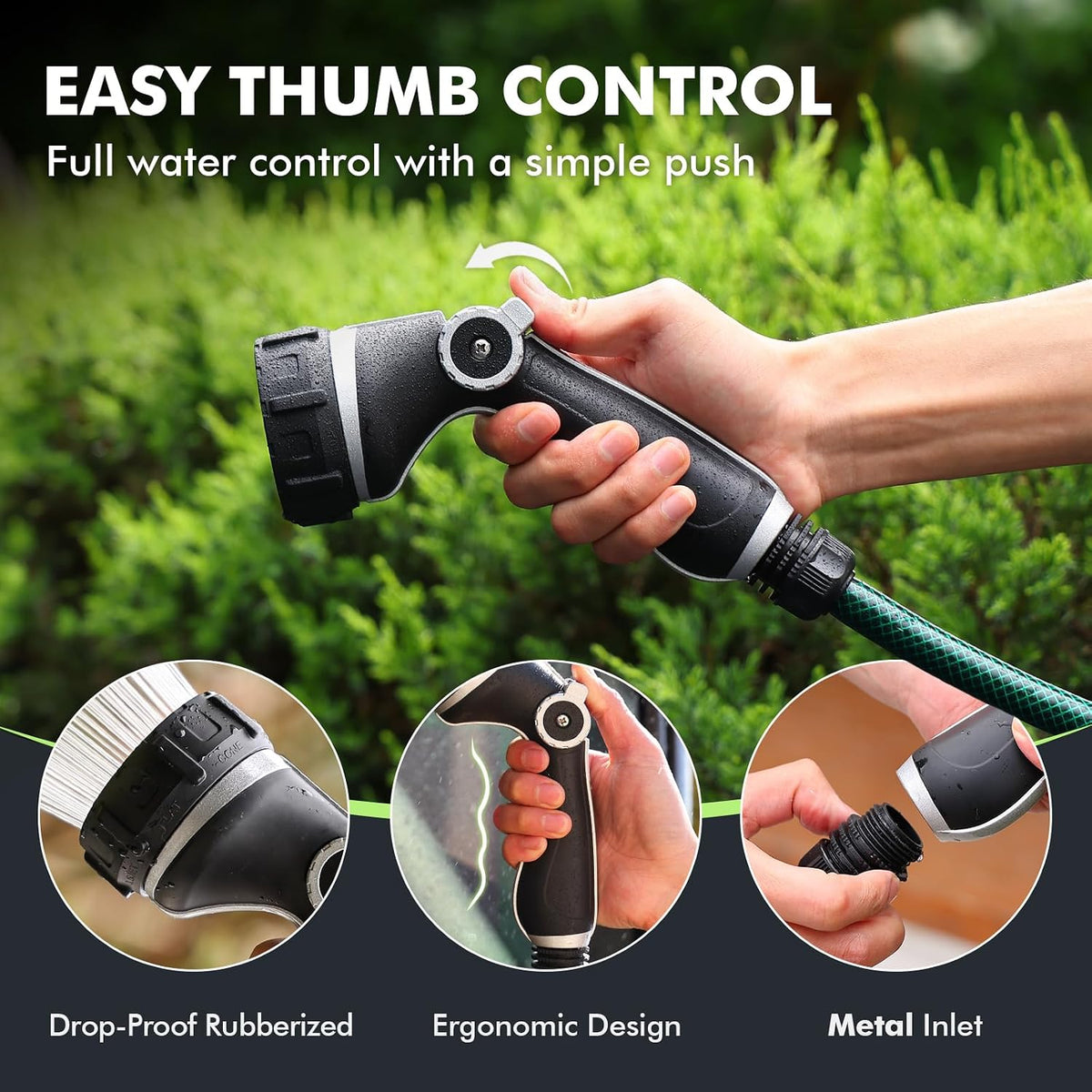 Fireman Hose Nozzle Heavy Duty, Garden Hose Spray Nozzle for Outdoor