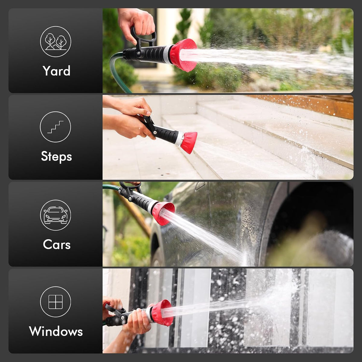 Fireman Hose Nozzle Heavy Duty, Garden Hose Spray Nozzle for Outdoor