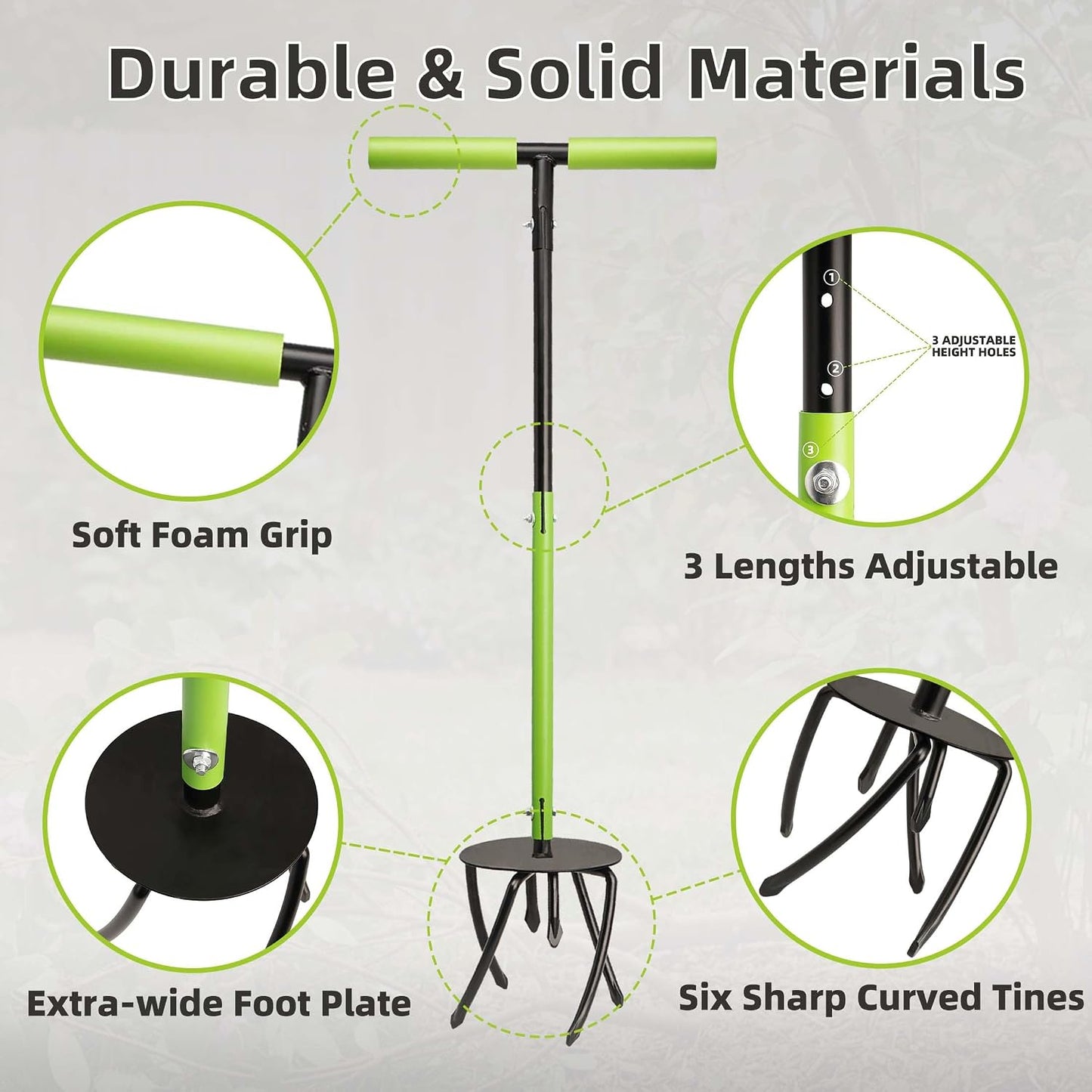 Hand Tiller Cultivator, Manual Twist Tiller with Sharp Arrow Tines
