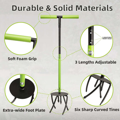 Hand Tiller Cultivator, Manual Twist Tiller with Sharp Arrow Tines