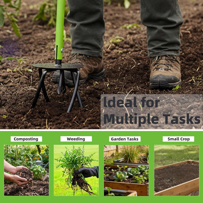 Hand Tiller Cultivator, Manual Twist Tiller with Sharp Arrow Tines