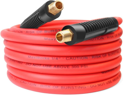 50 Foot Auto Rewind Retractable Air Hose Reel with 3/8" Rubber Hose 250 PSI Heavy Duty Steel Spring Multi Position Ratchet and Solid Brass Fittings for Garage and Workshop (80720)